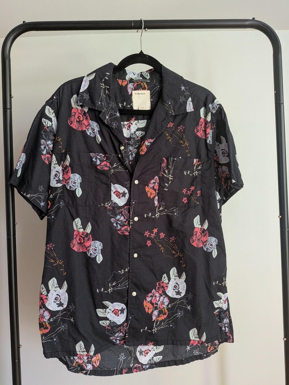Life After Denim Black Floral Short-Sleeve Button-Down Shirt